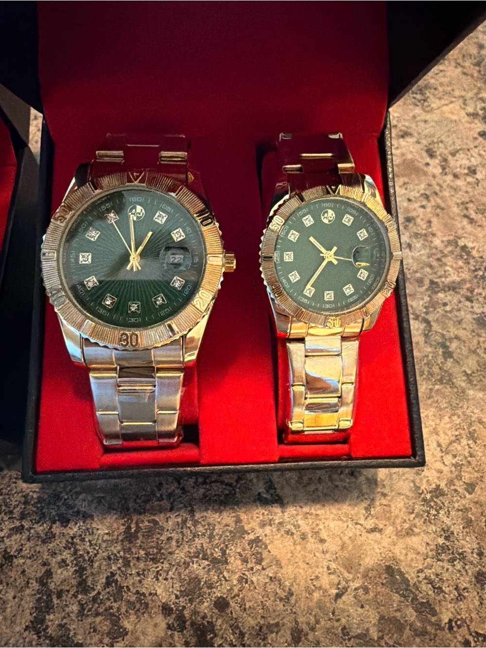 AJ Gold-Tone Men’s Stainless Steel Watch with Green Dial